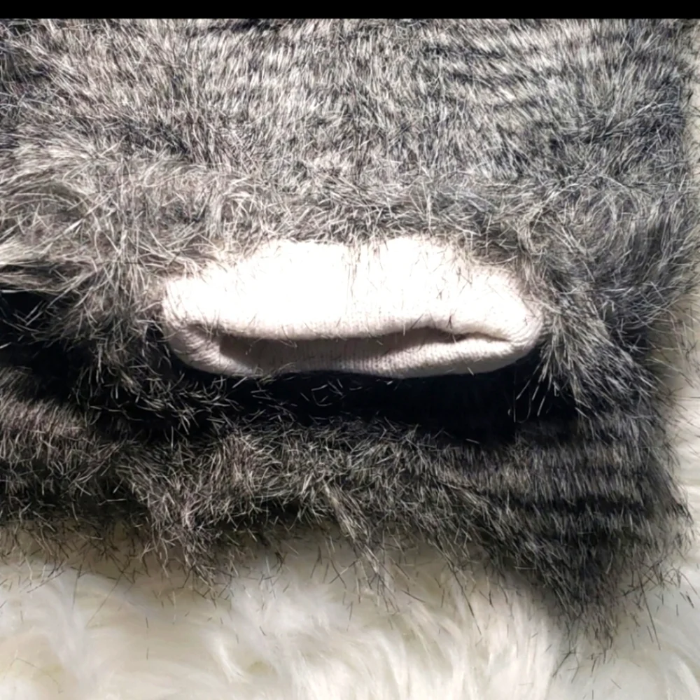 Faux fur black and gray boot cuff leg warmers NEW